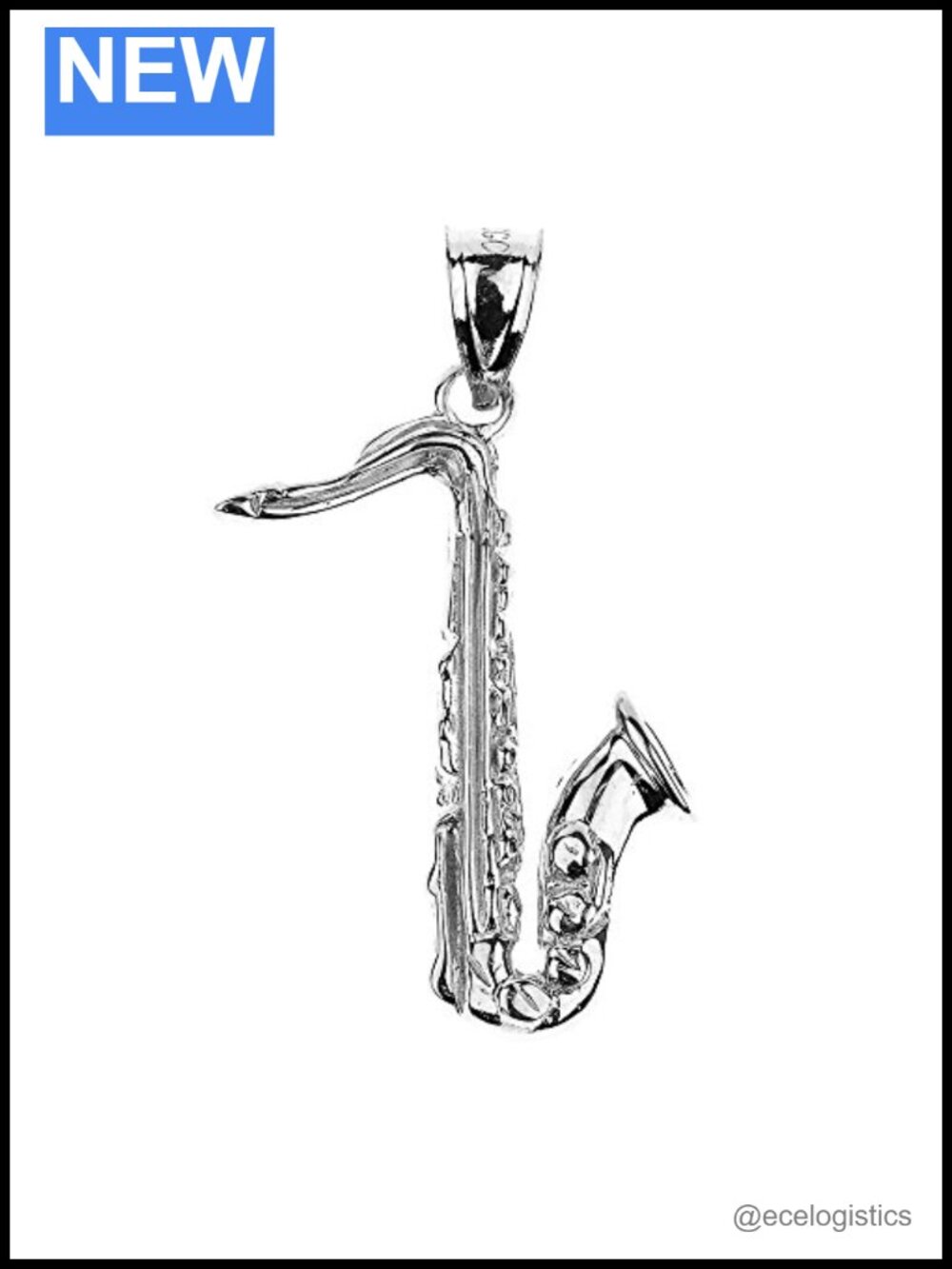 925 Sterling Silver Music Charm Saxophone Pendant Necklace